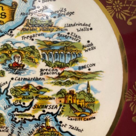 South Wales Falcon Ware Decorative Map Plate - Picture 3 of 10